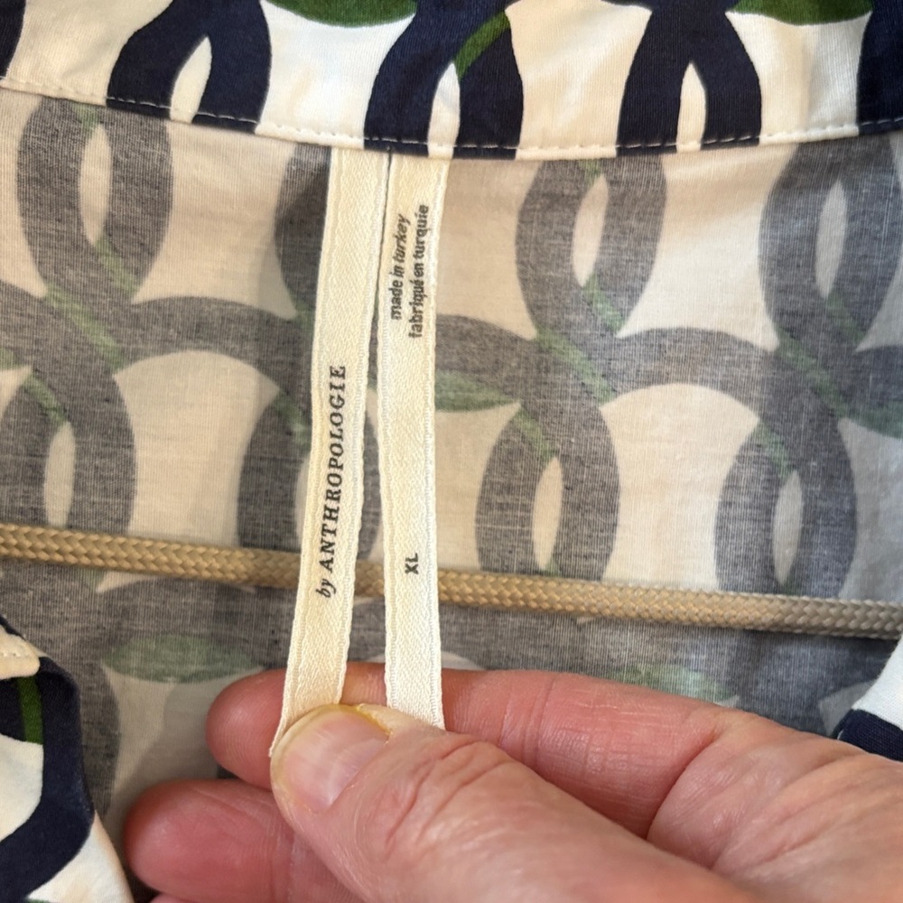 Anthropologie Navy & White Geometric Maxi Dress - Picture 4 of 6